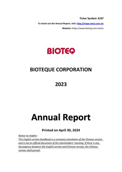 Bioteque Corp 2023 Annual Report