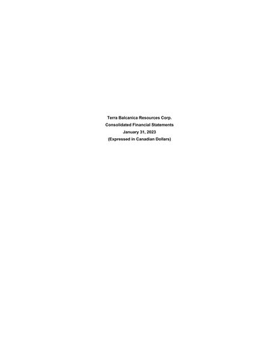 Terra Balcanica Resources Corp 2023 Consolidated Financial Statements
