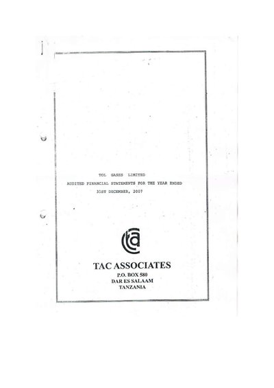 TOL Gases Ltd 2007 Audited Financial Statements