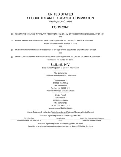 Stellantis NV 2025 Annual Report