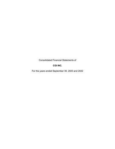 CGI Inc 2023 Consolidated Financial Statements