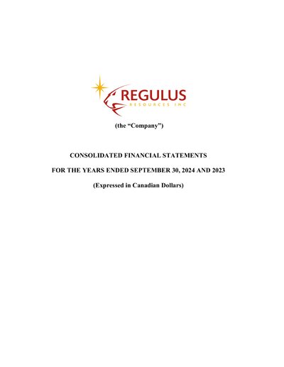 Regulus Resources Inc 2024 Consolidated Financial Statements