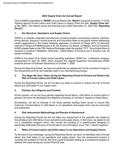 Wi2Wi Corp 2024 Supply Chain Act Annual Report